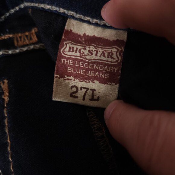 Big Star Liv Blue Jeans Womens 27L Dark Blue Denim Stretch Pants Thick Stitch - Picture 13 of 16